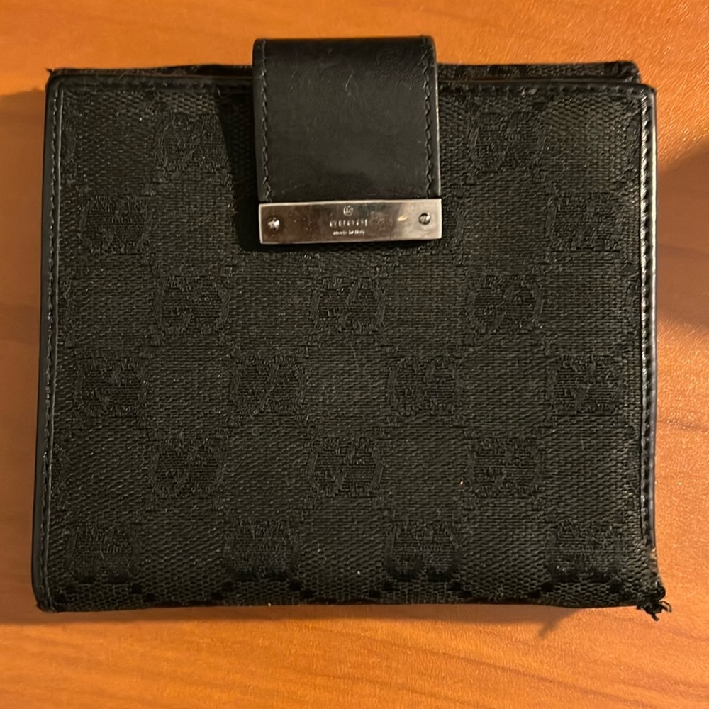 Neo Vintage Gucci Folding wallet GG Black unisex Authentic Used